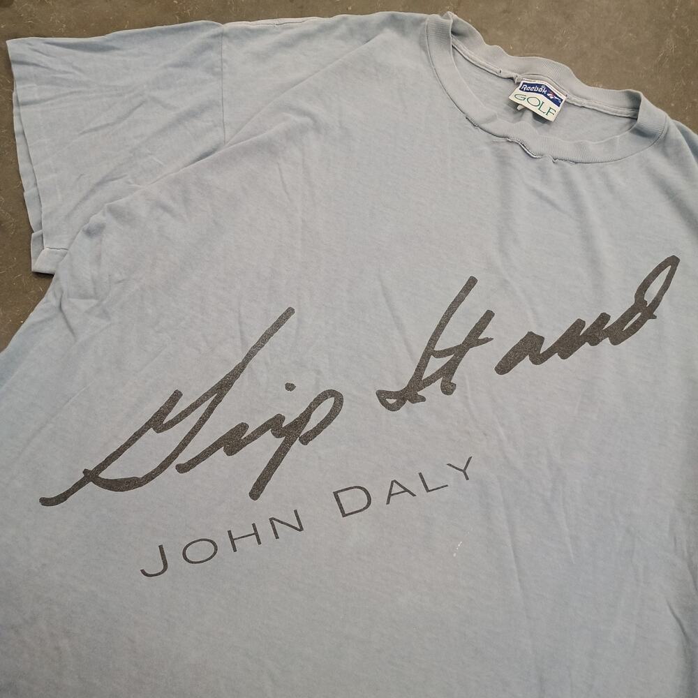 John Daly Reebok Golf Vintage Grip It Rip It Faded Distressed Masters Shirt XXL